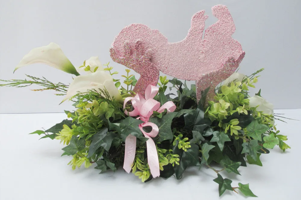 Adorable silk Baby in Hands centerpiece