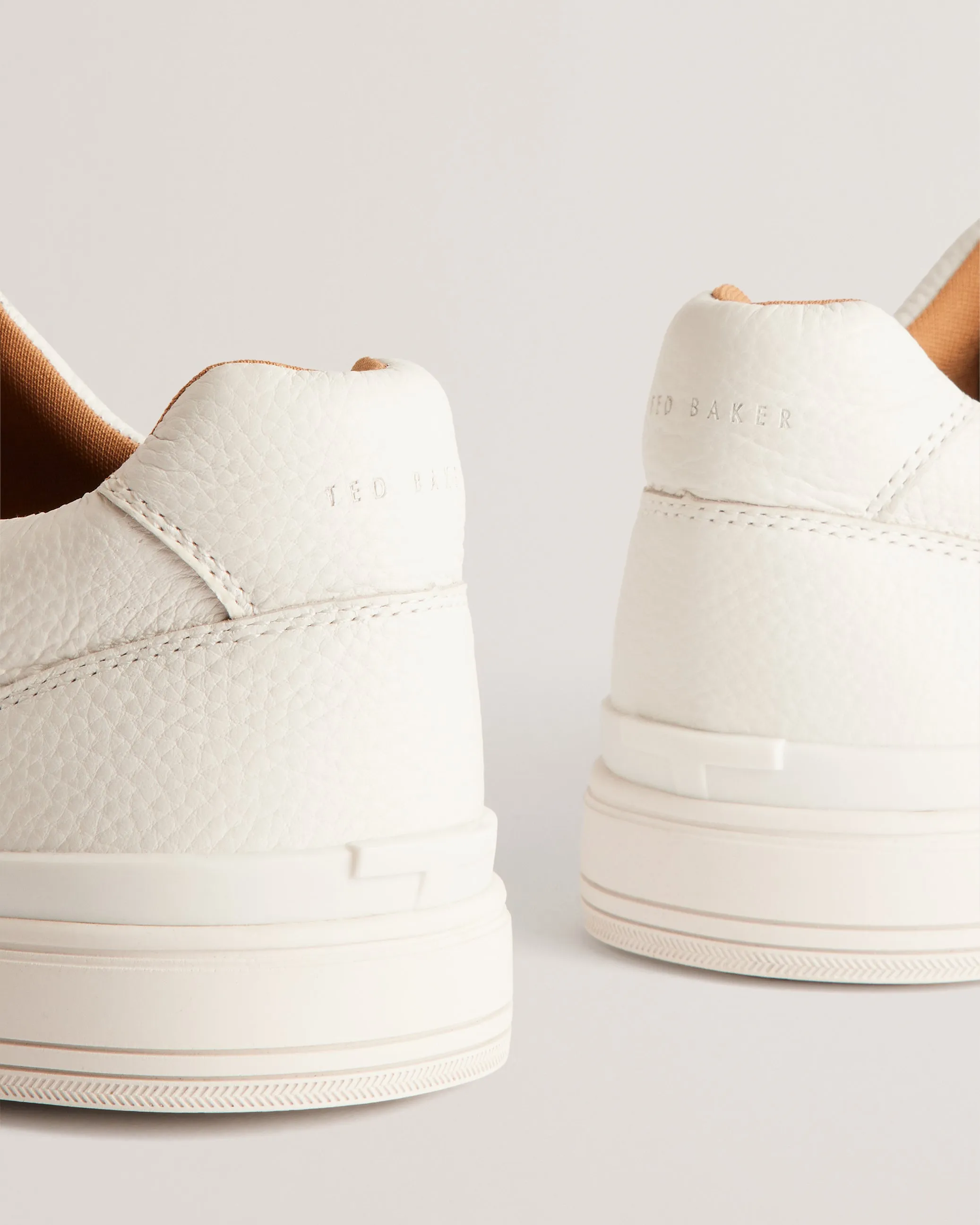 Brentfd Textured Leather Low Top Trainers White