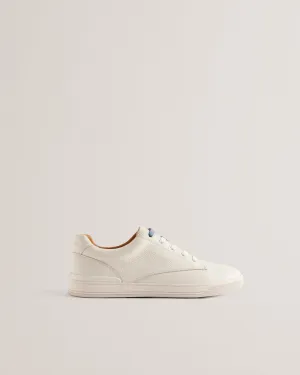 Brentfd Textured Leather Low Top Trainers White