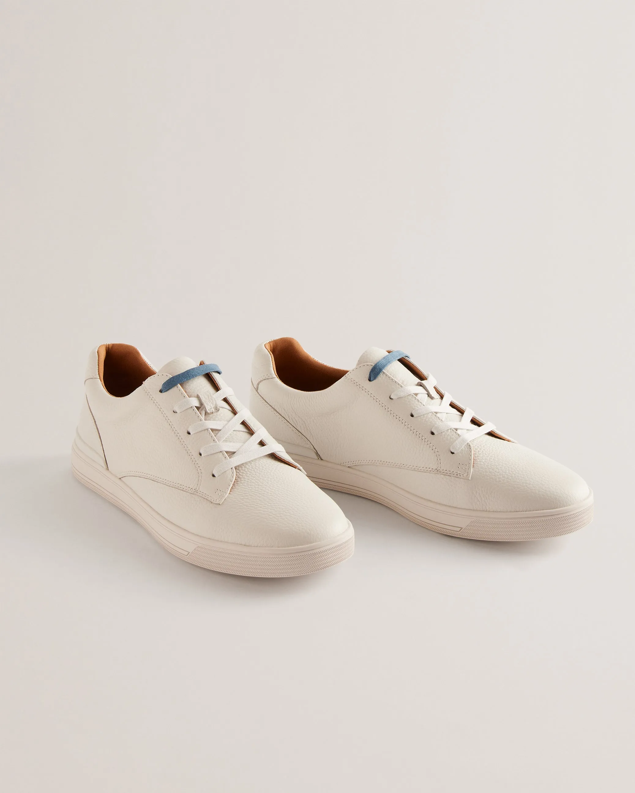 Brentfd Textured Leather Low Top Trainers White