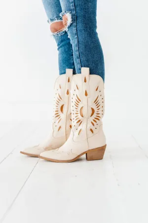 Britney Western Boot in Off White