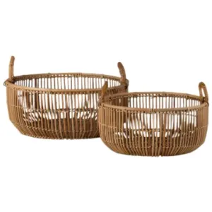 Cabana Open Rattan Basket, Khaki