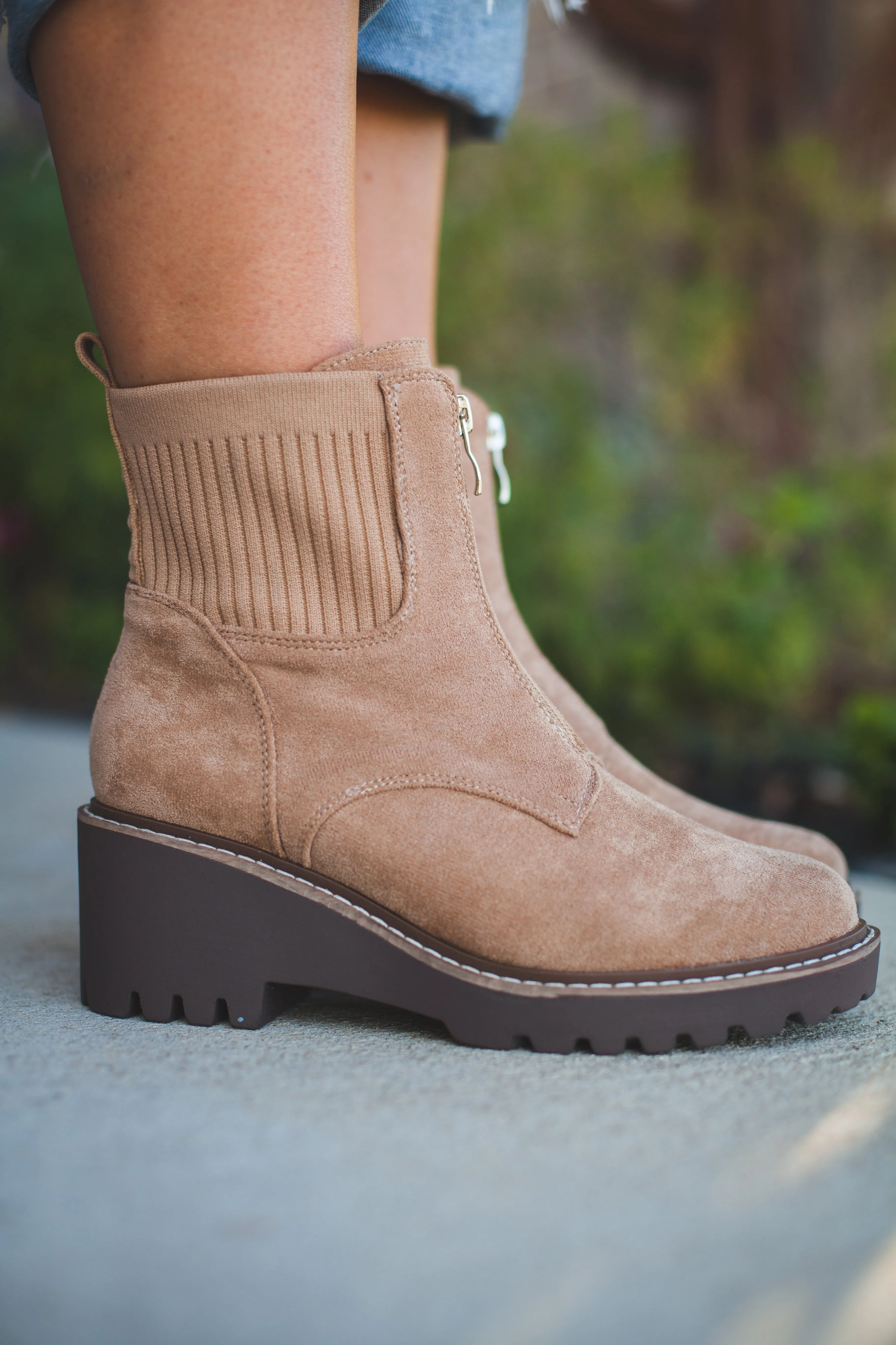 Camel Suede Bootie