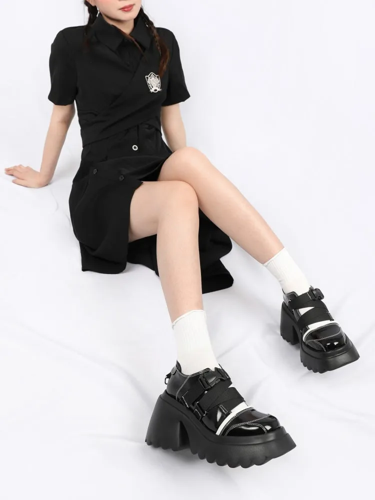 Casual Side Release Buckle Belt Platform Leather Shoes【s0000003449】