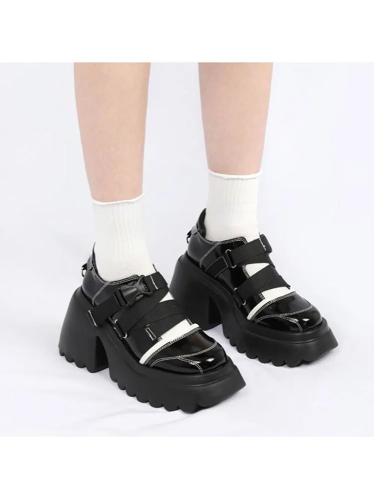 Casual Side Release Buckle Belt Platform Leather Shoes【s0000003449】