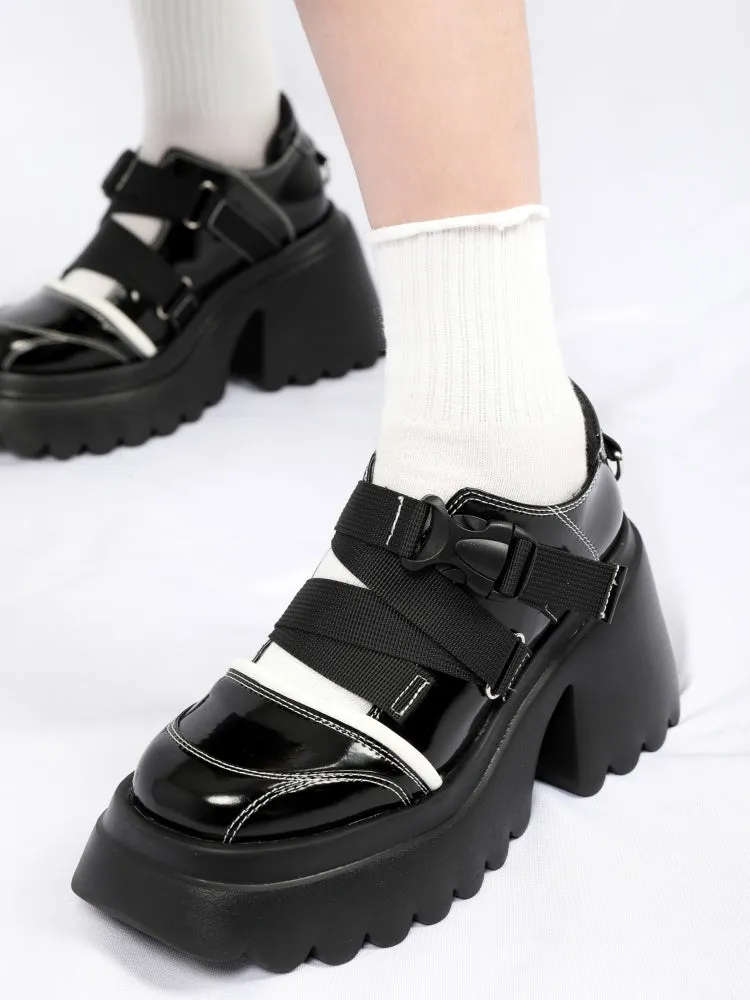 Casual Side Release Buckle Belt Platform Leather Shoes【s0000003449】