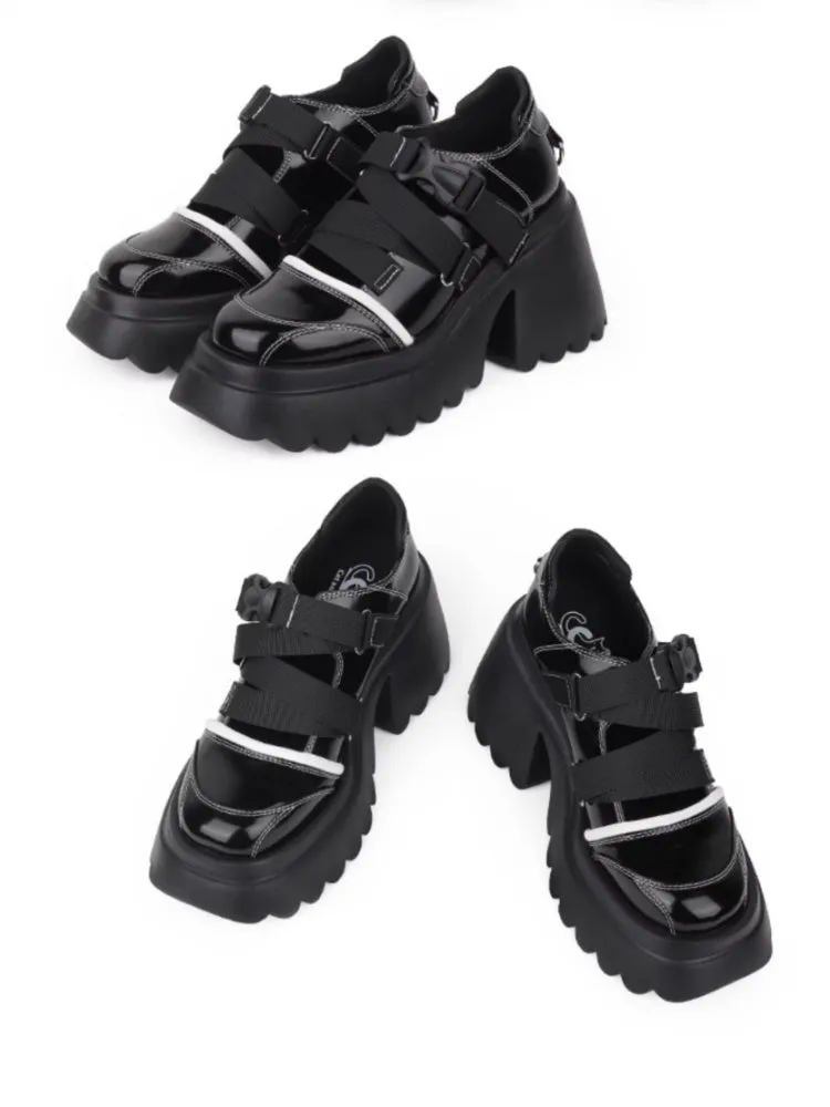 Casual Side Release Buckle Belt Platform Leather Shoes【s0000003449】