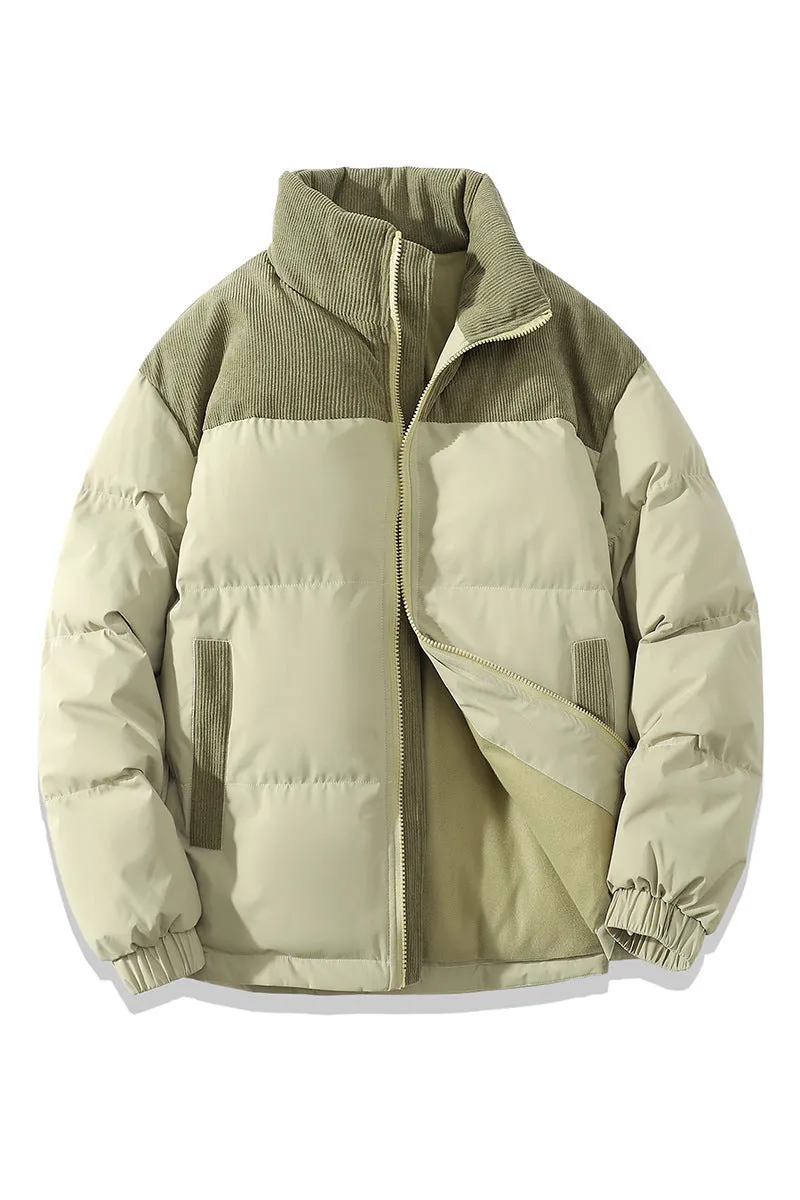 Contrast Color Fashion Loose Cotton Padded Jacket