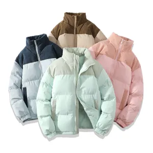 Contrast Color Fashion Loose Cotton Padded Jacket