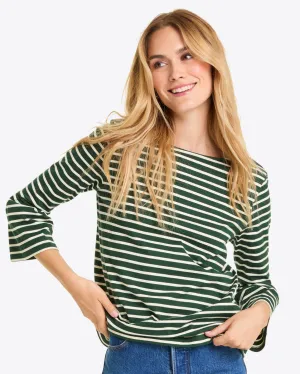 Corey Bell Sleeve Top in Green Mariner Stripe