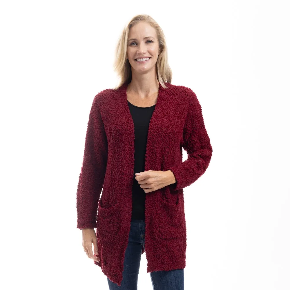 CozyLux Chenille Open Front Cardigan