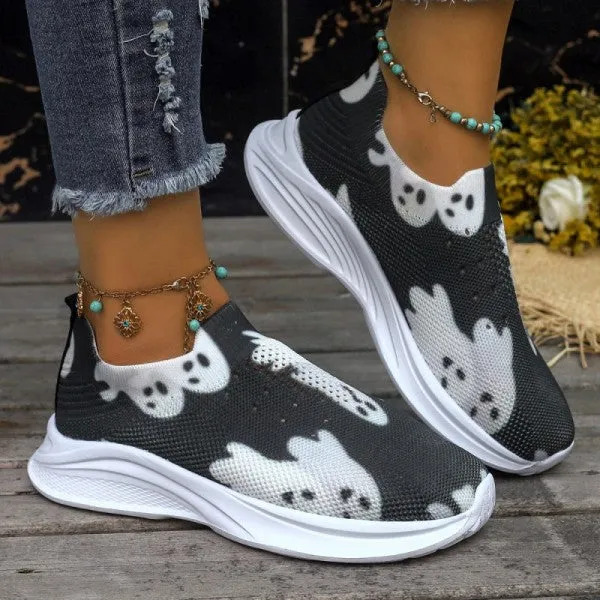 deanwangkt - Black Casual Patchwork Printing Round Comfortable Out Door Shoes