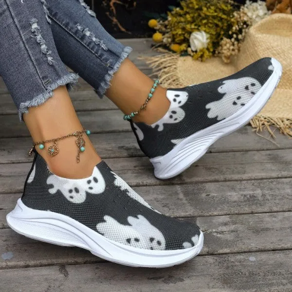 deanwangkt - Black Casual Patchwork Printing Round Comfortable Out Door Shoes