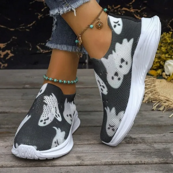 deanwangkt - Black Casual Patchwork Printing Round Comfortable Out Door Shoes