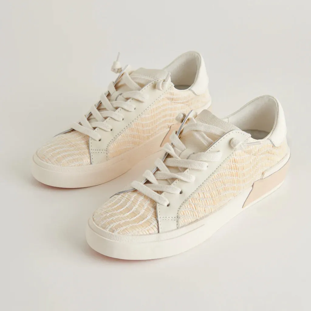 Dolce Vita Bone Raffia Zina Leather Sneakers