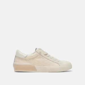 Dolce Vita Bone Raffia Zina Leather Sneakers