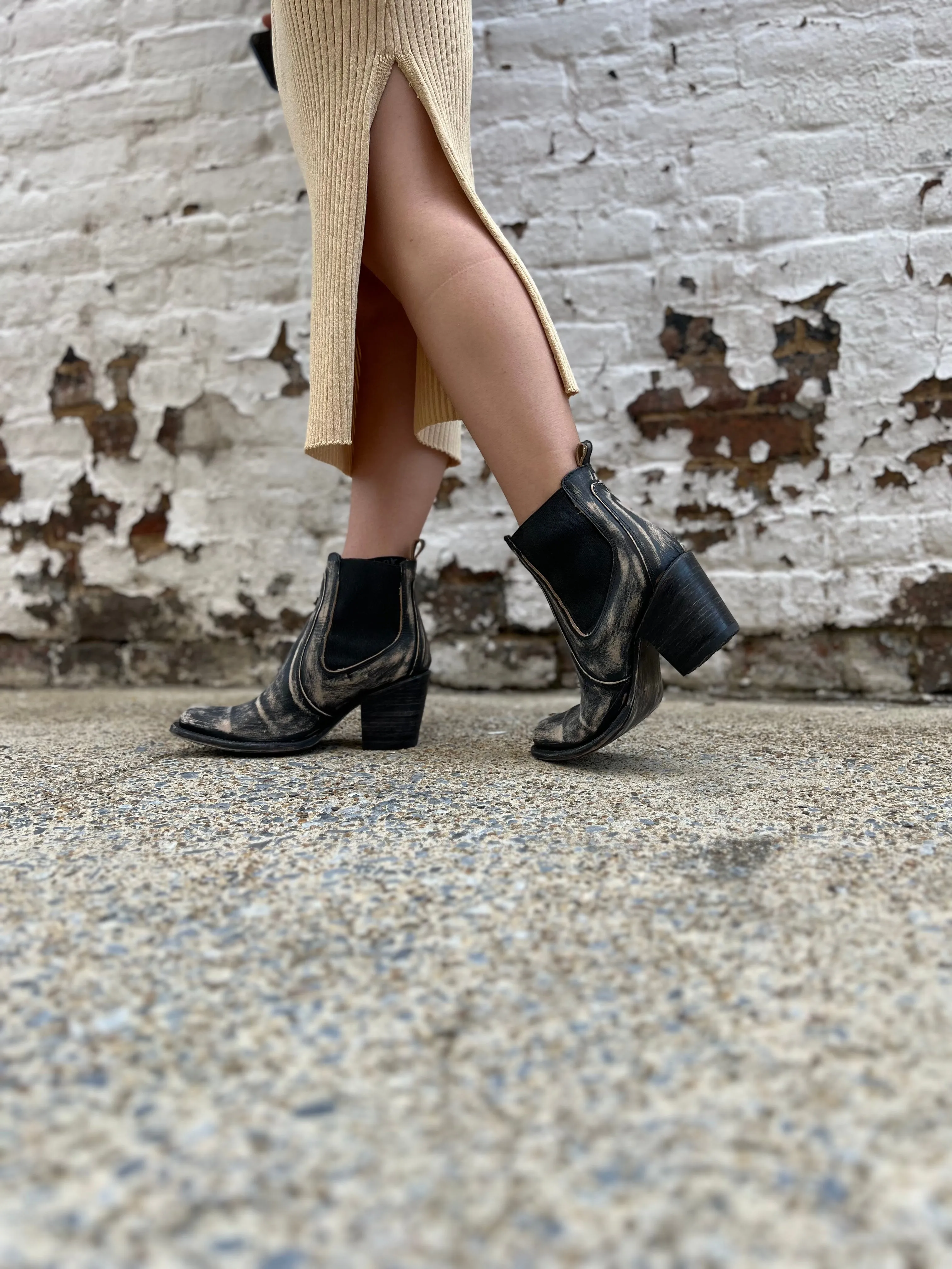 Dolly Distressed Black Booties