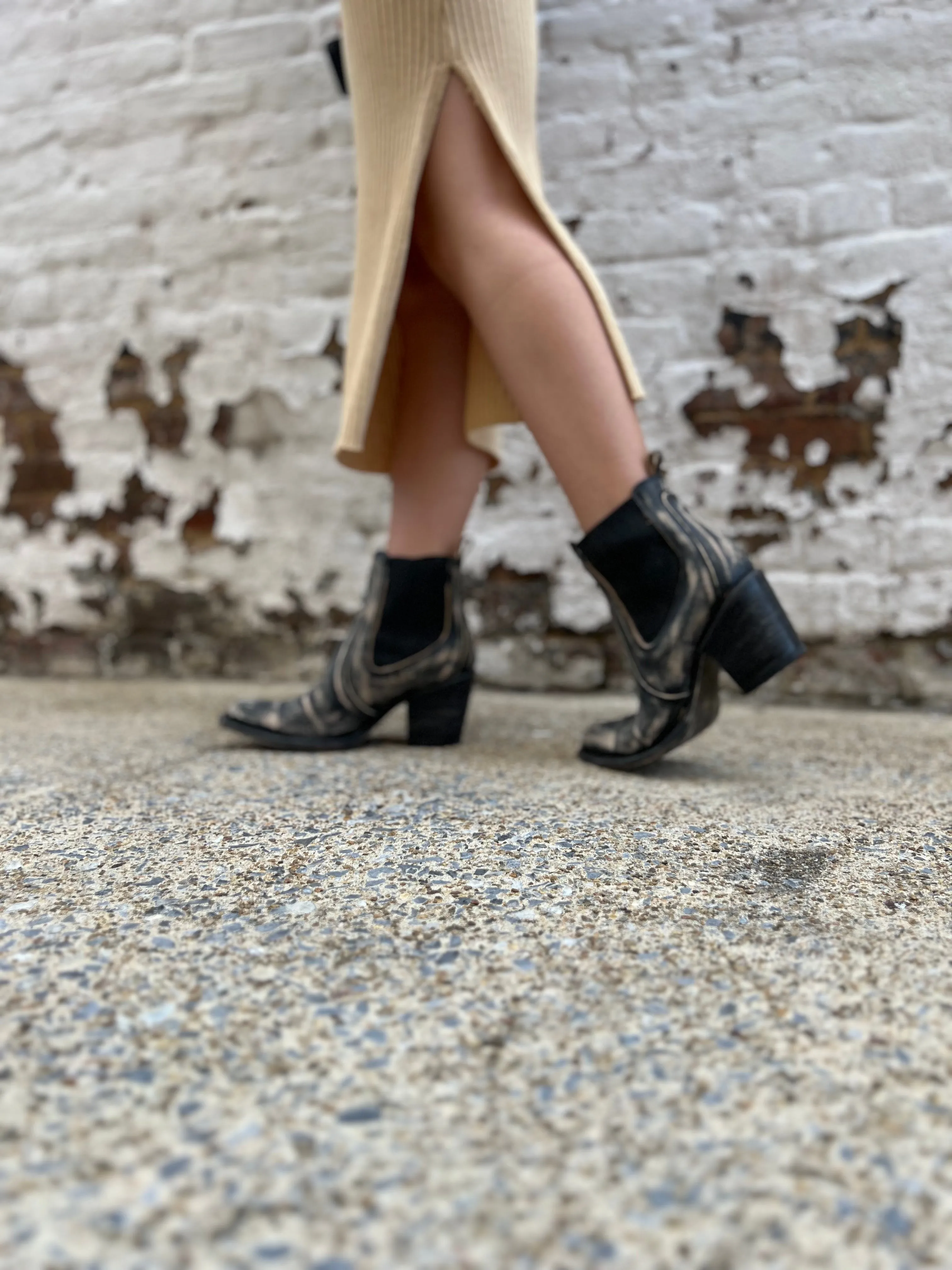 Dolly Distressed Black Booties