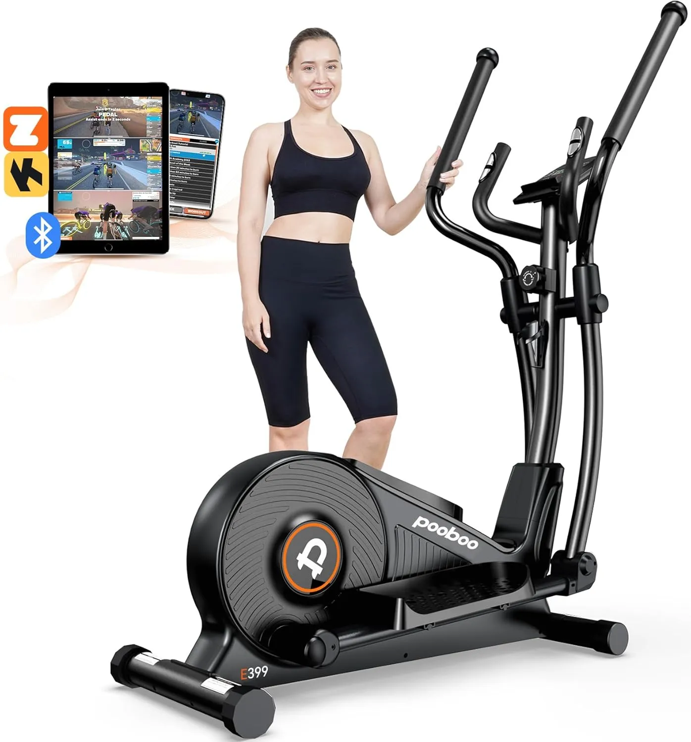 Elliptical Machine, Hyper-Quiet Magnetic Driving System with LCD Monitor 15.5IN Stride, 400LBS Weight Capacity