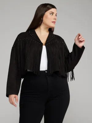 Faux Suede Fringe Moto Jacket