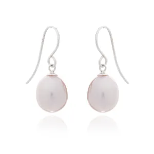 Elegant Gratia Pink Teardrop Cultured Freshwater Pearl Drop Earrings