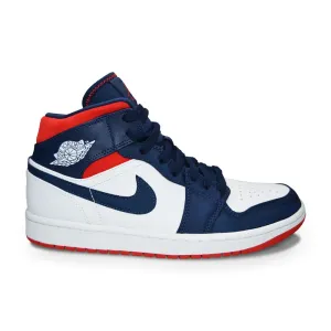 Juniors Nike Air Jordan 1 Mid (GS) "USA Olympic"  - BQ6931 104 - White University Red