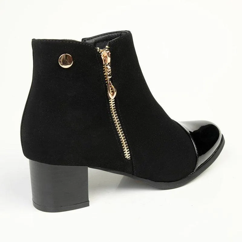 Madison Tiffany Patent Toe Ankle Boot - Black