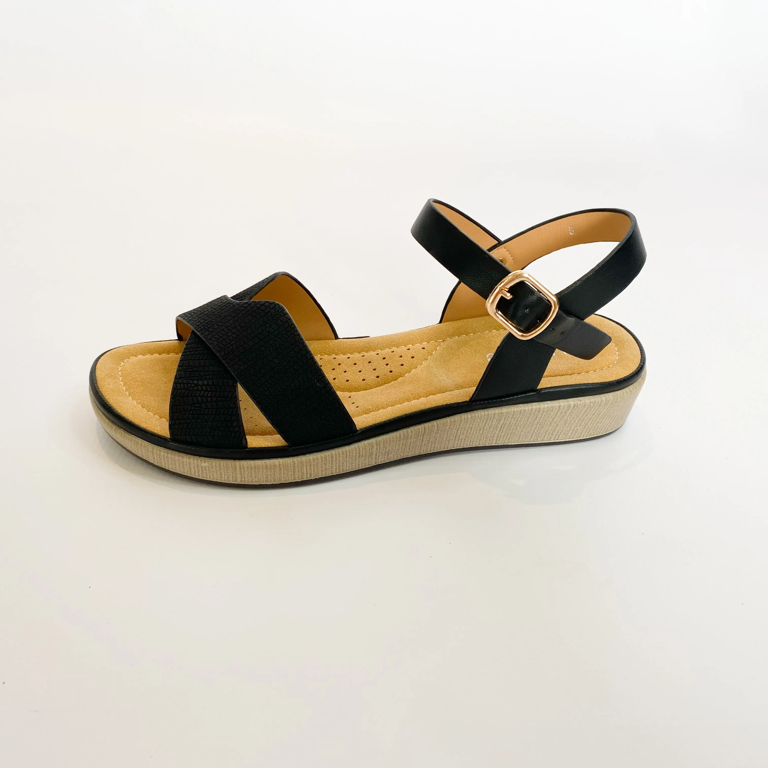 Queue black crossover sandal