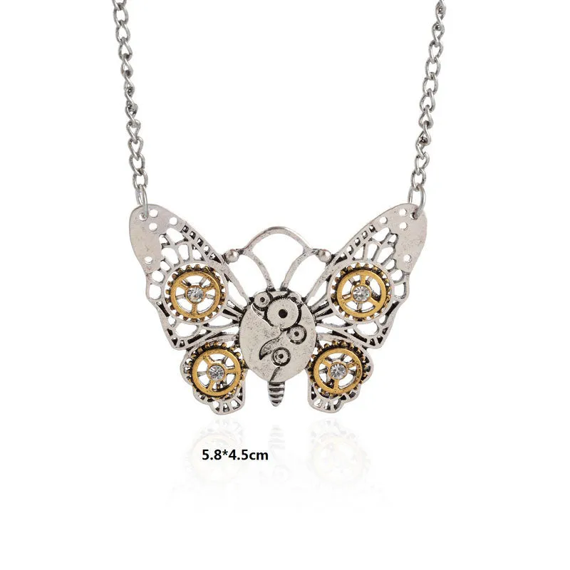 Retro Butterfly Steampunk Necklace