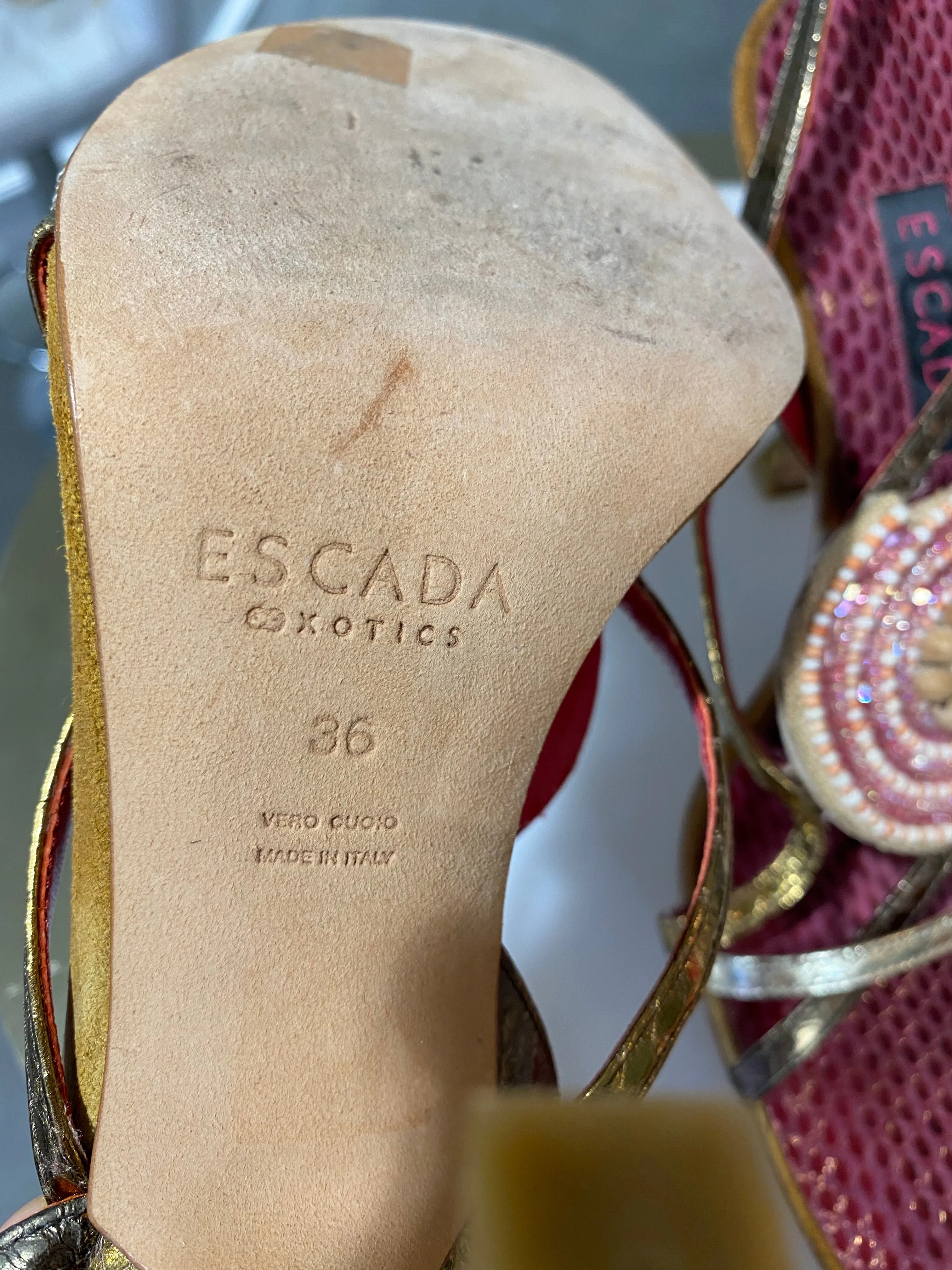 Sale! Escada burgundy snakeskin heels