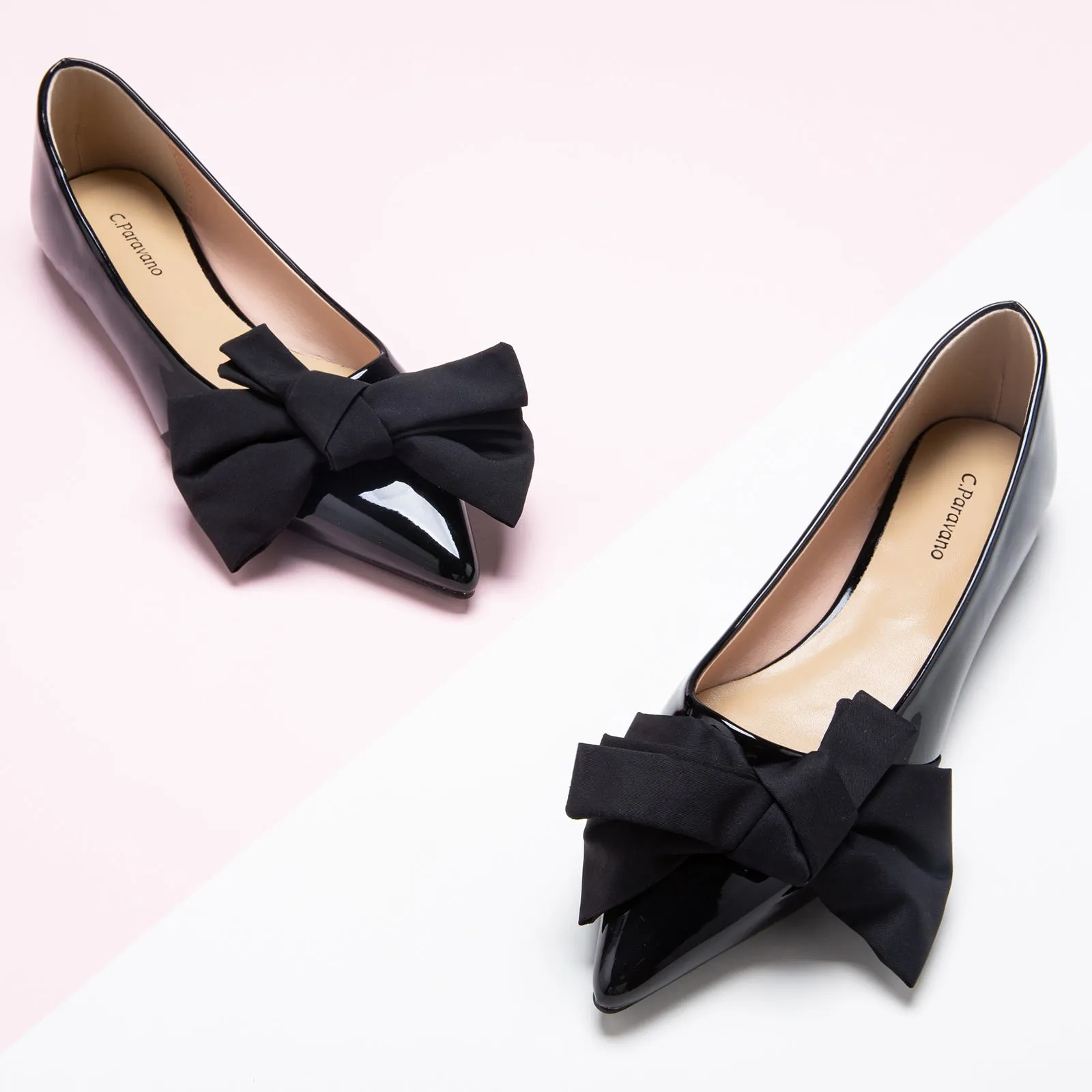 Slanting Bowknot Embellished Flats