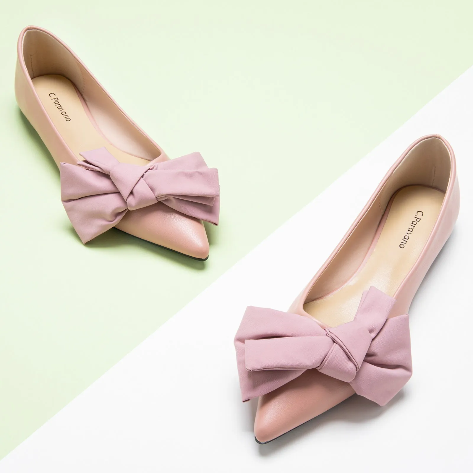 Slanting Bowknot Embellished Flats