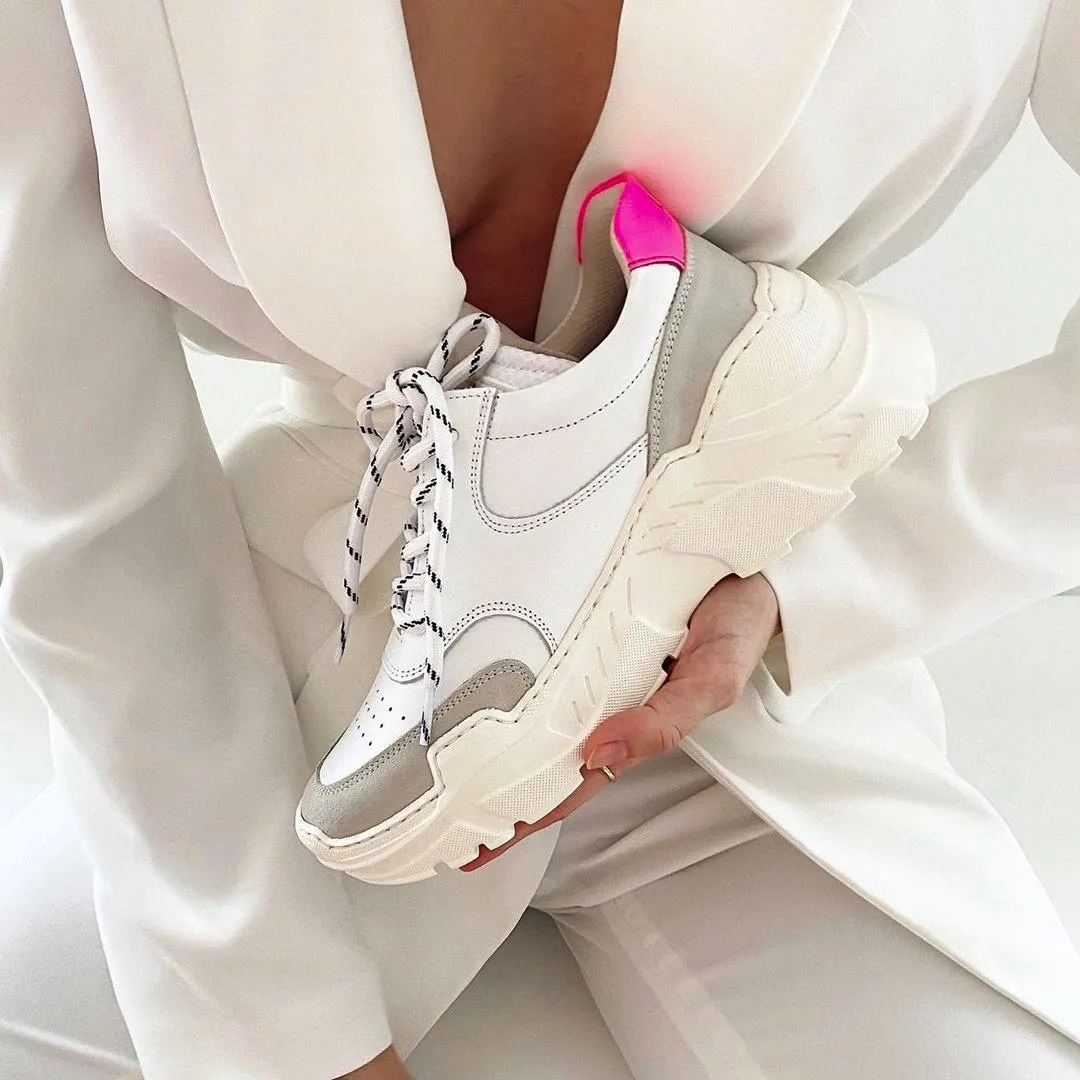 Sprint Leather White Chunky Sneakers