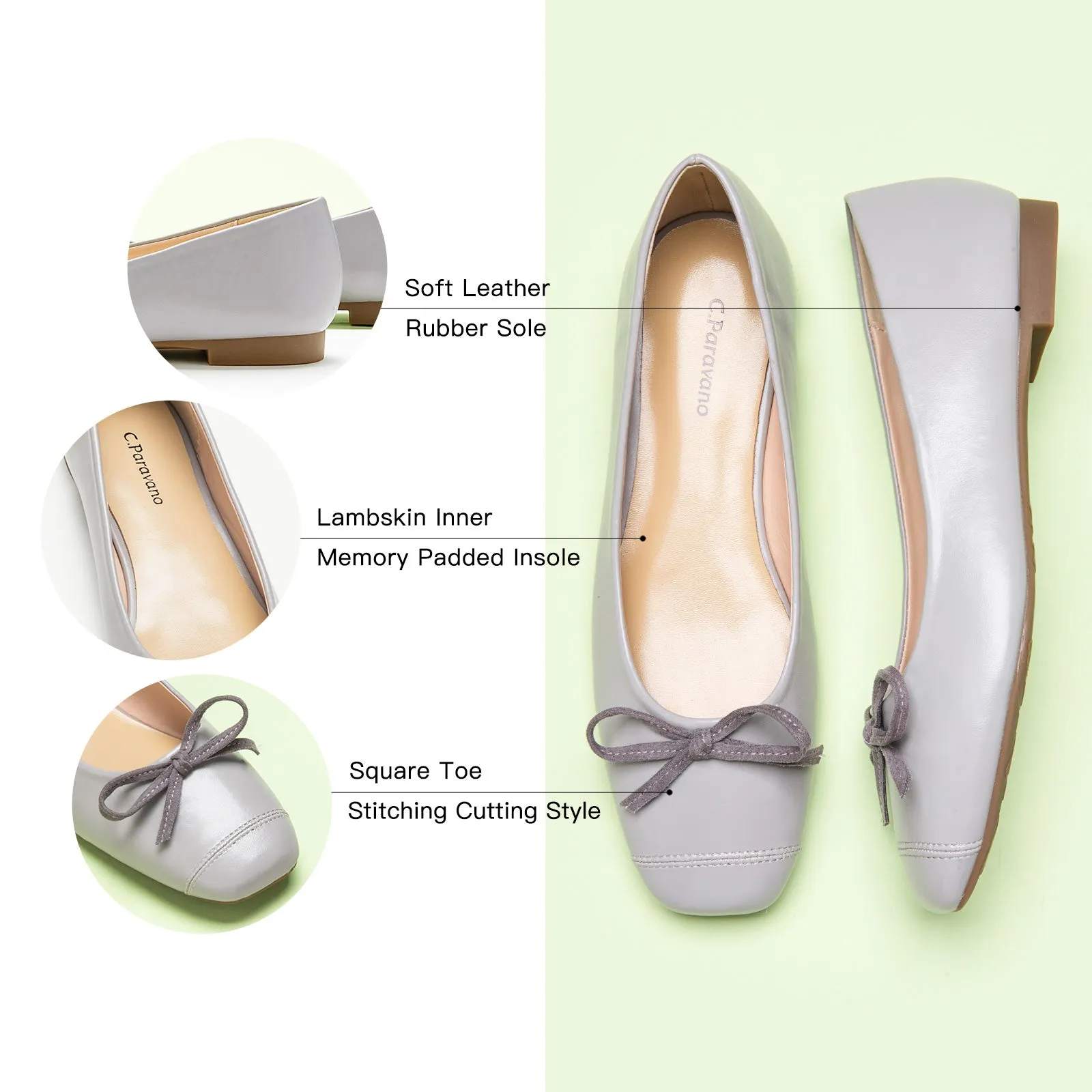 Stitching Toe Ballet Flats (Elena)