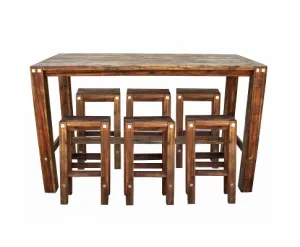 Sturdy bar table Black and 6 bar stools