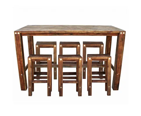 Sturdy bar table Black and 6 bar stools